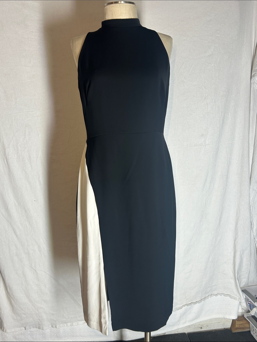 White House Black Market Black Dress with White Side Panel